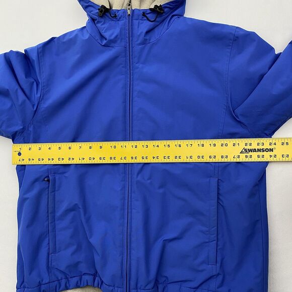 Lands End Jacket Boys Large 14-16 Blue Hooded Fleece Lined Nylon Winter Coat - Picture 8 of 13